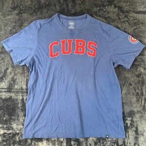 '47 Brand Chicago Cubs T-Shirt Mens XXL Blue MLB Short Sleeve Applique‎ Logo